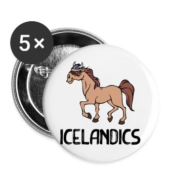 Poulains Chevaux Islandais Chevaux Dire Islandais - Lot de 5 grands badges (56 mm) - blanc - Devant