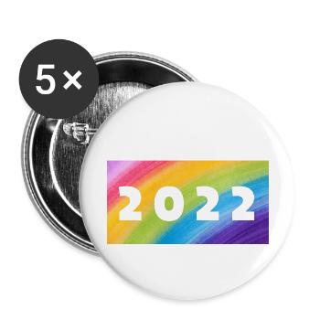 Pride 2022 - Buttons groß 56 mm (5er Pack) - Weiß - Vorne
