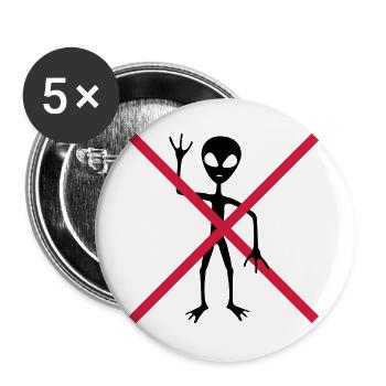 Verboten Schild außerirdischer Besucher - Buttons groß 56 mm (5er Pack) - Weiß - Vorne
