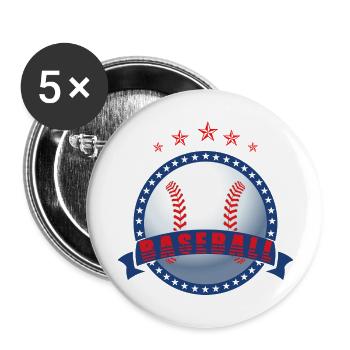 Baseball ball - Lot de 5 grands badges (56 mm) - blanc - Devant