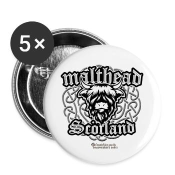 Malt Whiskey Malthead Celtic Design - Buttons large 2.2''/56 mm (5-pack) - white - Front