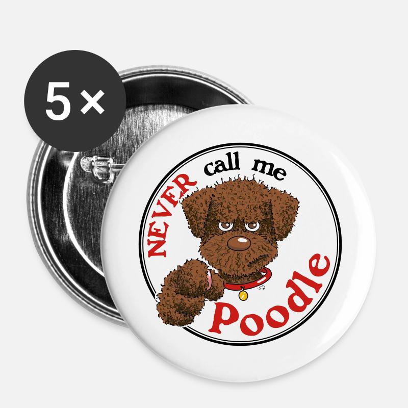 Poodle1 3 - Buttons large 2.2''/56 mm (5-pack) - white