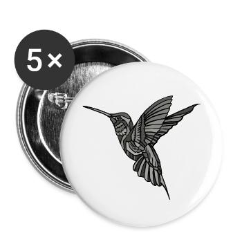 Graustufen Hummingbird Grafik Vogel  - Buttons groß 56 mm (5er Pack) - Weiß - Vorne