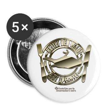 Forstwirt Spruch Esst Spechte - Buttons groß 56 mm (5er Pack) - Weiß - Vorne