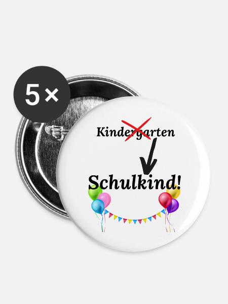Schulkind - Buttons groß 56 mm (5er Pack) - Weiß