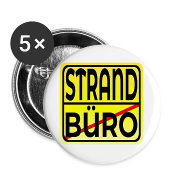 Büro Strand - URLAUB SOMMERFERIEN - Buttons groß 56 mm (5er Pack) - Weiß - Vorne