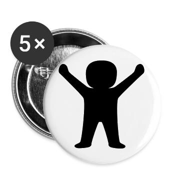 Glückliches Männchen Illustration Design - Buttons groß 56 mm (5er Pack) - Weiß - Vorne