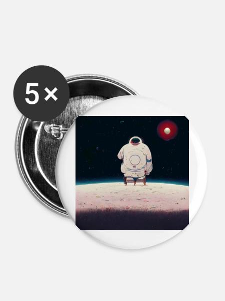 Lonely Voyager 025 - Buttons groß 56 mm (5er Pack) - Weiß
