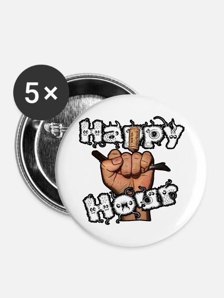 Happy Hour Zeit - Buttons groß 56 mm (5er Pack) - Weiß