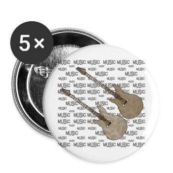 Gitarren - Buttons groß 56 mm (5er Pack) - Weiß - Vorne