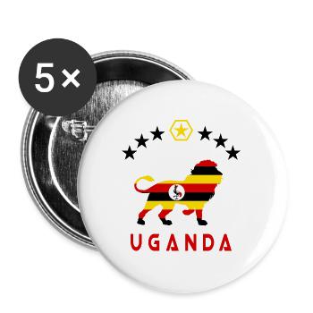 Uganda Lion Design - Buttons large 2.2''/56 mm (5-pack) - white - Front