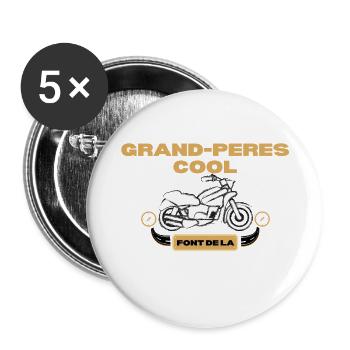 Cadeaux pour les motards Quad, Stunt, Moto, Vélo - Lot de 5 grands badges (56 mm) - blanc - Devant