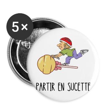 partir en sucette - Lot de 5 grands badges (56 mm) - blanc - Devant
