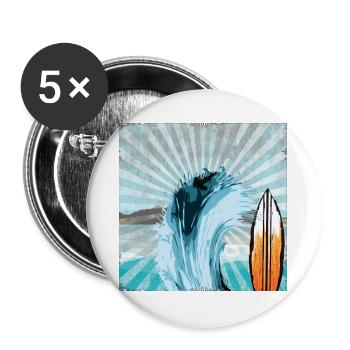 Surfer Welle Illustration - Buttons groß 56 mm (5er Pack) - Weiß - Vorne