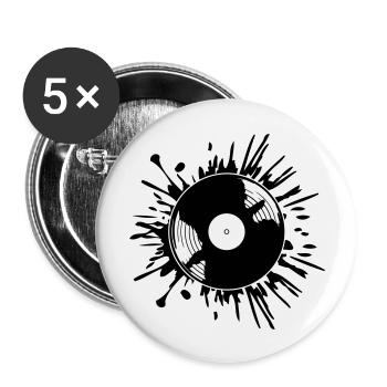 Gouttes de taches de couleur de disque vinyle - Lot de 5 grands badges (56 mm) - blanc - Devant