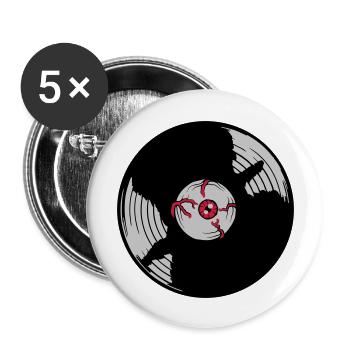 Disque vinyle Horror Eye - Lot de 5 grands badges (56 mm) - blanc - Devant