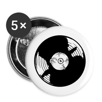 Disque vinyle Eye Horror - Lot de 5 grands badges (56 mm) - blanc - Devant