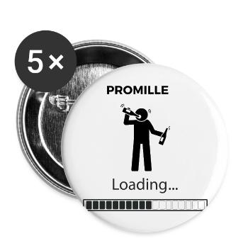 Malle Party Promille loading Alkohol saufen Urlaub - Buttons groß 56 mm (5er Pack) - Weiß - Vorne