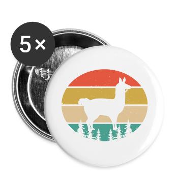 lama vintage rétro - Lot de 5 grands badges (56 mm) - blanc - Devant