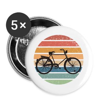Coucher de soleil rétro à vélo - Vélo vintage - Lot de 5 grands badges (56 mm) - blanc - Devant