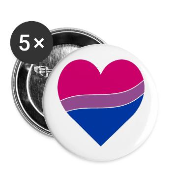 Bisexual Herz | Pride - Buttons groß 56 mm (5er Pack) - Weiß - Vorne