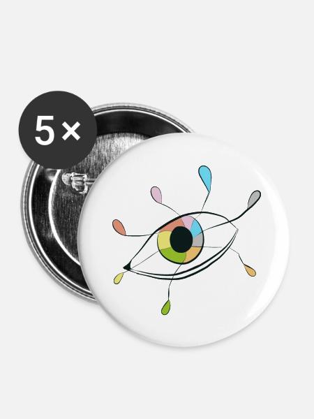 IKONE ZUM WAHNSINN - Buttons groß 56 mm (5er Pack) - Weiß