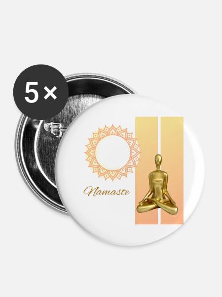 Namaste - Buttons groß 56 mm (5er Pack) - Weiß
