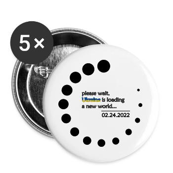 Print Loading english black - Buttons large 2.2''/56 mm (5-pack) - white - Front