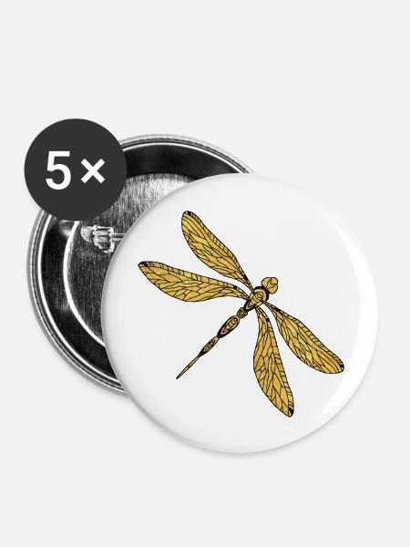 Libelle - Buttons groß 56 mm (5er Pack) - Weiß