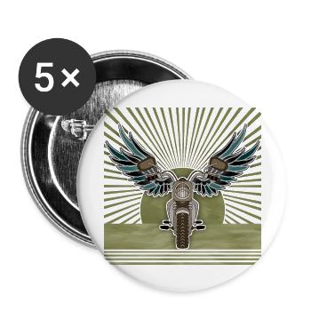 Motorrad - Buttons groß 56 mm (5er Pack) - Weiß - Vorne