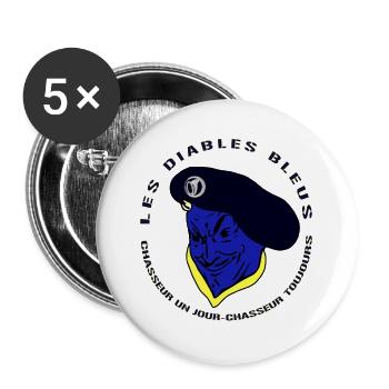 Devises Chasseurs Alpins - Diables Bleus - Armée - Lot de 5 grands badges (56 mm) - blanc - Devant