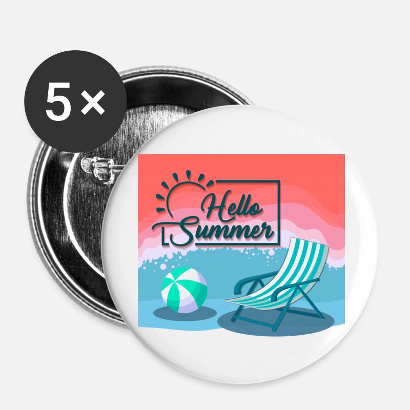 hello summer, hello summer - Buttons large 2.2''/56 mm (5-pack) - white