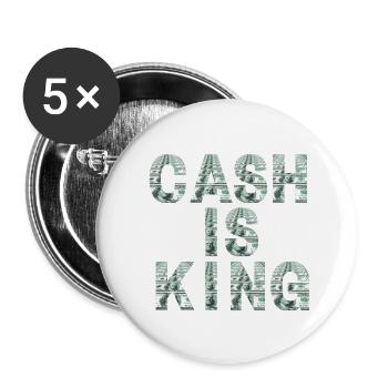cash is king, l'argent liquide est roi - Lot de 5 grands badges (56 mm) - blanc - Devant