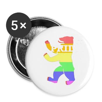 LGBT Berlin Pride Bear - Buttons large 2.2''/56 mm (5-pack) - white - Front