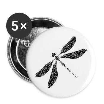 Libellule - Lot de 5 grands badges (56 mm) - blanc - Devant