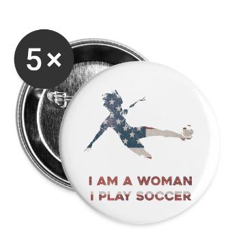 Frauenfußball - Buttons groß 56 mm (5er Pack) - Weiß - Vorne