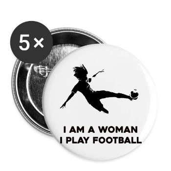Frauenfußball - Buttons groß 56 mm (5er Pack) - Weiß - Vorne