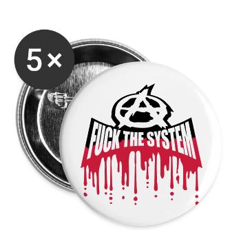 Blood fuck the system - Buttons large 2.2''/56 mm (5-pack) - white - Front