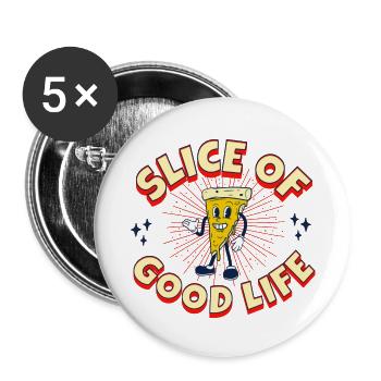 PIZZA SLICE OF GOOD LIFE - Buttons large 2.2''/56 mm (5-pack) - white - Front