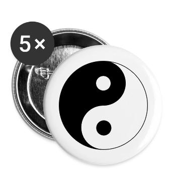Yin Yang design - Lot de 5 grands badges (56 mm) - blanc - Devant