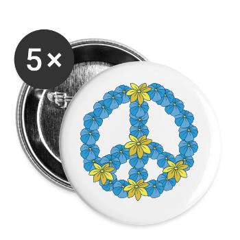 Signes de Paix Paix Design fleur hippie - Lot de 5 grands badges (56 mm) - blanc - Devant