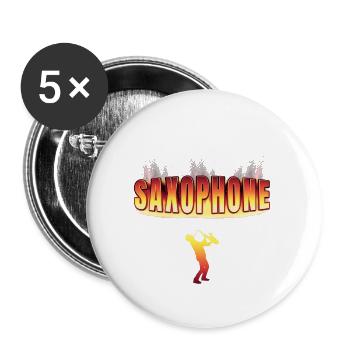 conception de saxophone - Lot de 5 grands badges (56 mm) - blanc - Devant