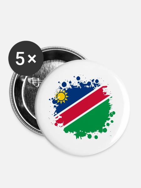 Namibia Flaggen Klecks Design - Buttons groß 56 mm (5er Pack) - Weiß