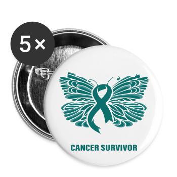 Je suis une survivante du cancer du col de l’utérus - Lot de 5 grands badges (56 mm) - blanc - Devant