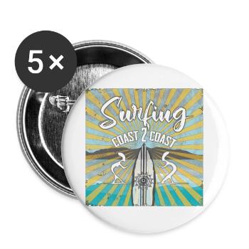 Surf Theme Coast 2 Coast Vintage Design - Buttons large 2.2''/56 mm (5-pack) - white - Front