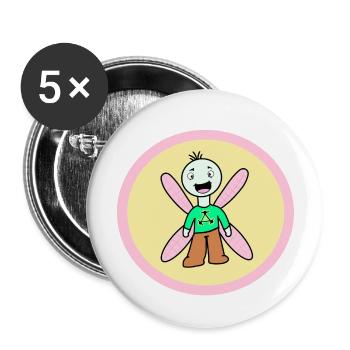 Würmchen - Buttons groß 56 mm (5er Pack) - Weiß - Vorne