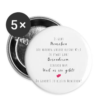 Geschenk Freundin, Danke dass es dich gibt - Buttons groß 56 mm (5er Pack) - Weiß - Vorne
