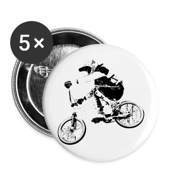 BMX Race Racing Mountainbike Motocross - Buttons groß 56 mm (5er Pack) - Weiß - Vorne