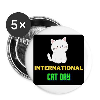 Journée internationale du chat 2022 - Lot de 5 grands badges (56 mm) - blanc - Devant
