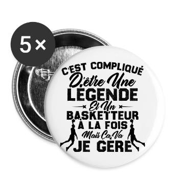 Une Légende Et Un Basketteur - Lot de 5 grands badges (56 mm) - blanc - Devant